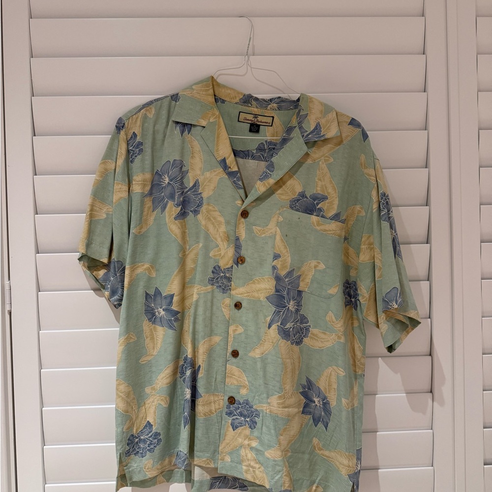 Tommy Bahama Green and Blue Floral Shirt